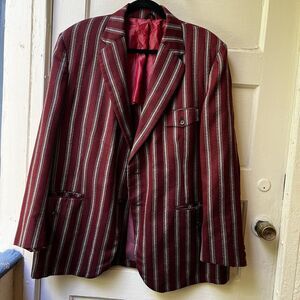 Vintage 70s Mod Sports Coat 46 Maroon Southern Baptist Church Formal Event Gala